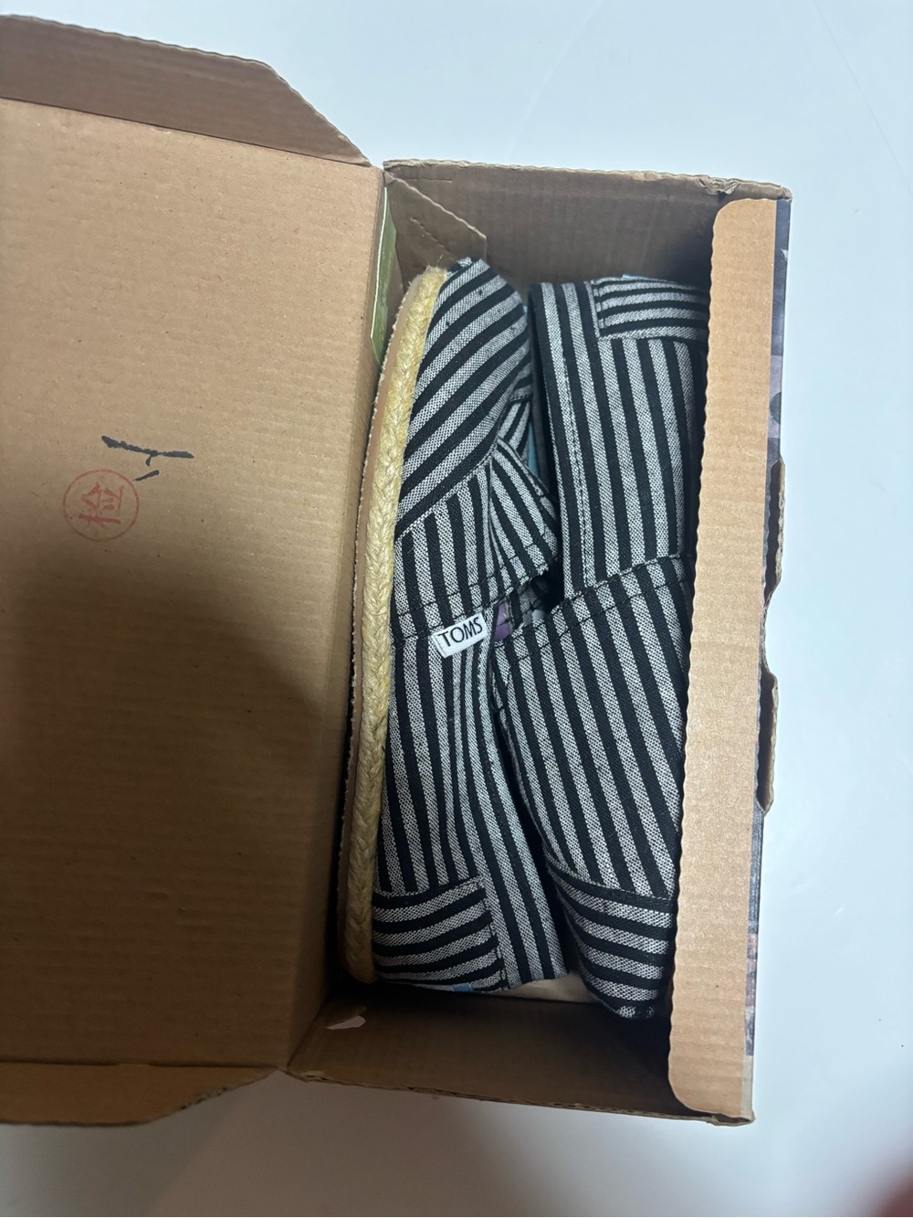 Toms Black & White Striped Canvas Slip-On Espadrilles